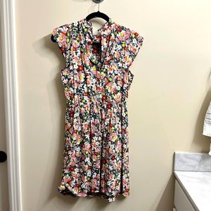 Loft floral dress with tie waist, size XS